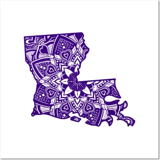 Purple Louisiana State Gift Mandala Yoga LA Art Posters and Art